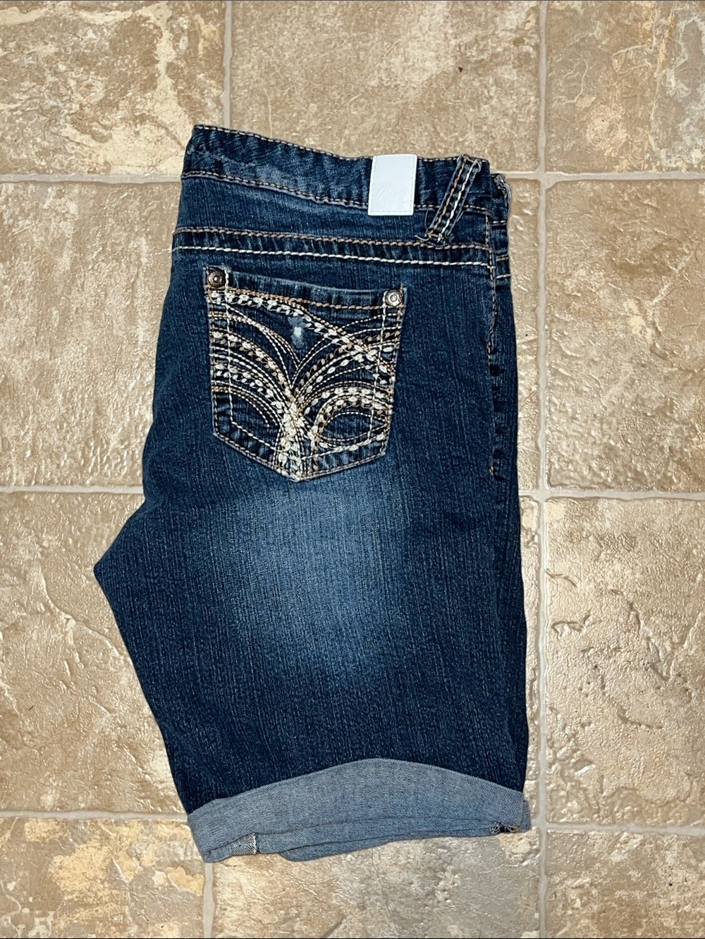 Maurices Dark Blue Embellished Pocket Jean Shorts